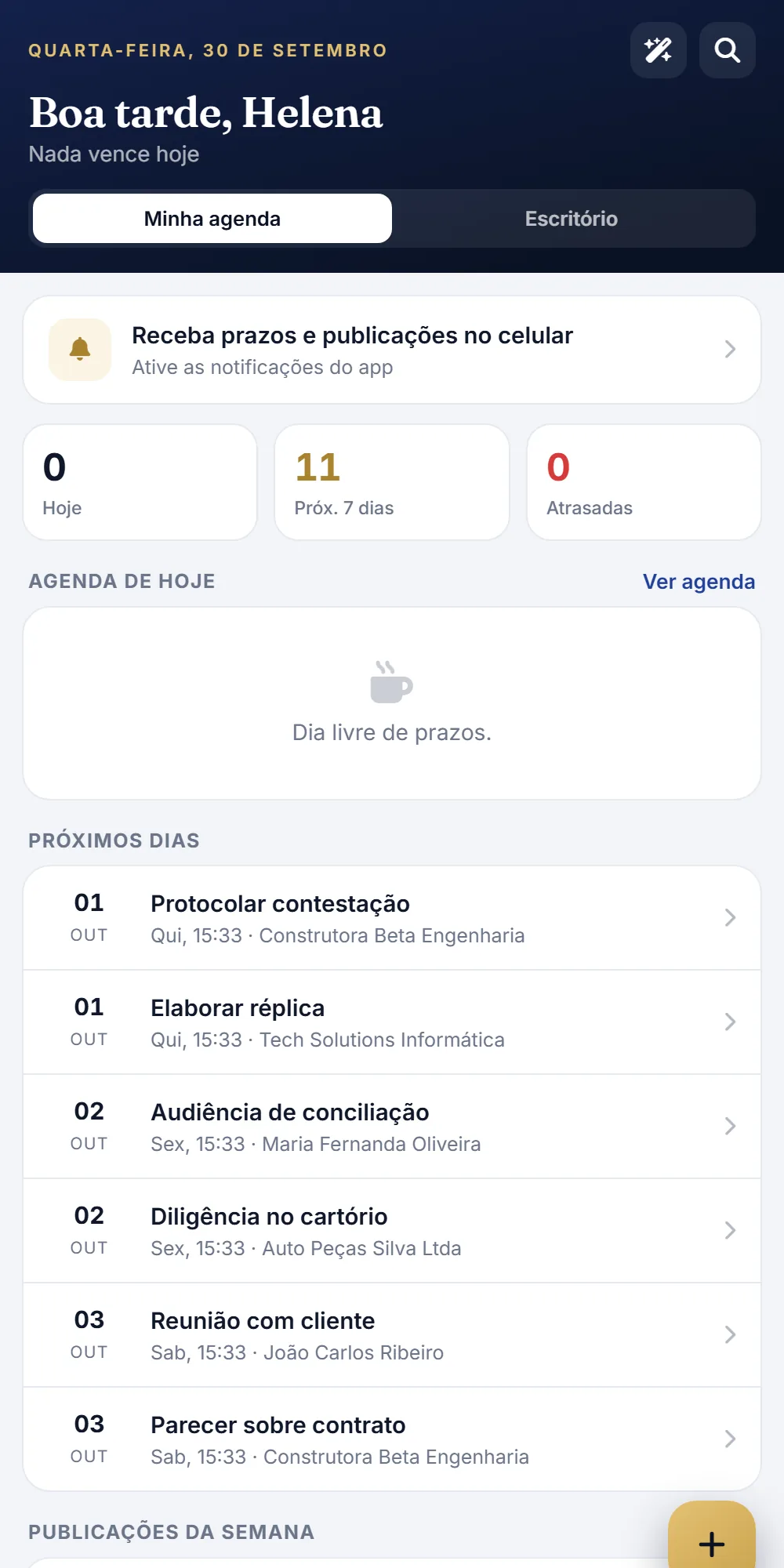 App do advogado no celular